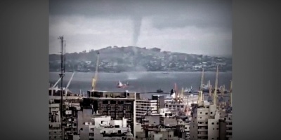 El Inumet difundi imgenes de una tromba marina captadas en Baha de Montevideo en el momento de la tormenta de este viernes