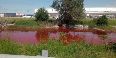 Posible contaminacin: Qued rojo arroyo que desemboca en el Ro de la Plata